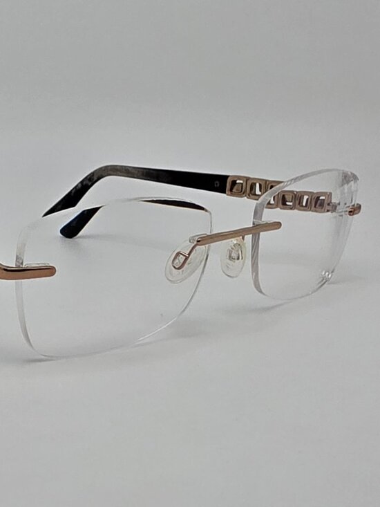 Bvlgari BV 2184B Gold Black Rhinestone Rimless Eyeglasses Frame Italy 52-17-140 main image 5